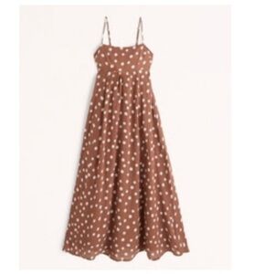 Abercrombie & Fitch babydoll Maxi Polka Dot Brown Dress NWOT